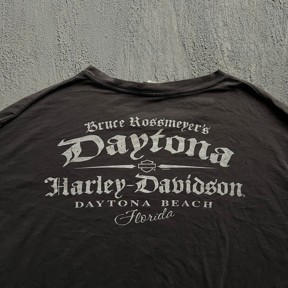 Harley Davidson Shirt XL Black Daytona Beach Skulls Long Sleeve Y2K - Picture 6 of 11